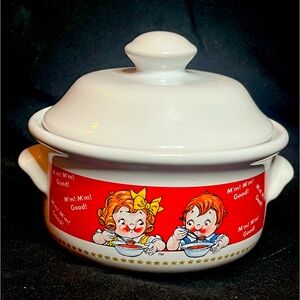 Campbell's Soup Kids Crock Covered Soup Bowl with Lid Houston Harvest 1998